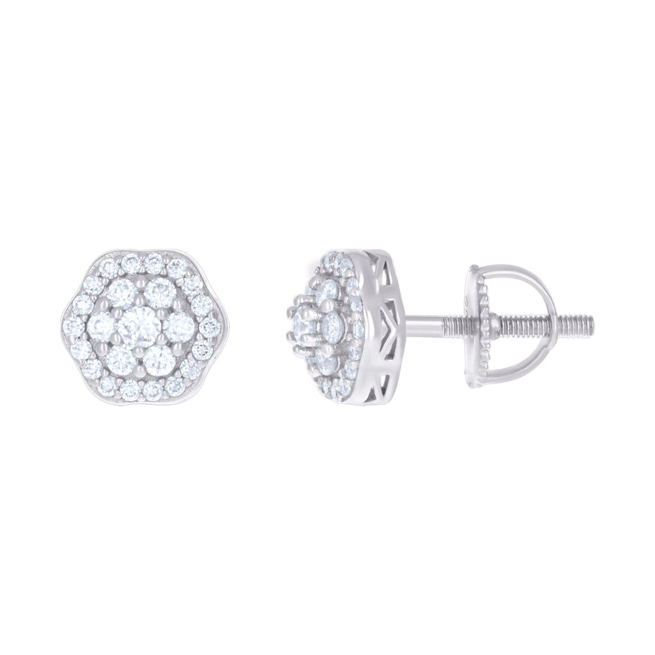 925 Sterling Silver Womens 0.45ct Moissanite Flower Fashion Stud Earrings