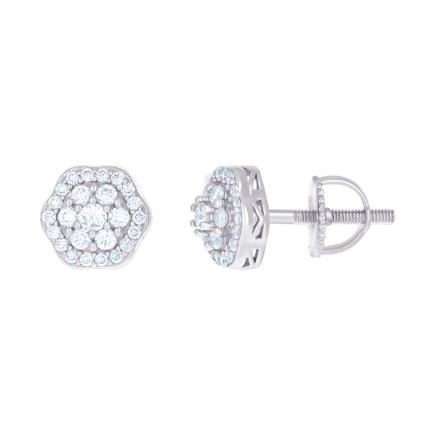 925 Sterling Silver Womens 0.45ct Moissanite Flower Fashion Stud Earrings