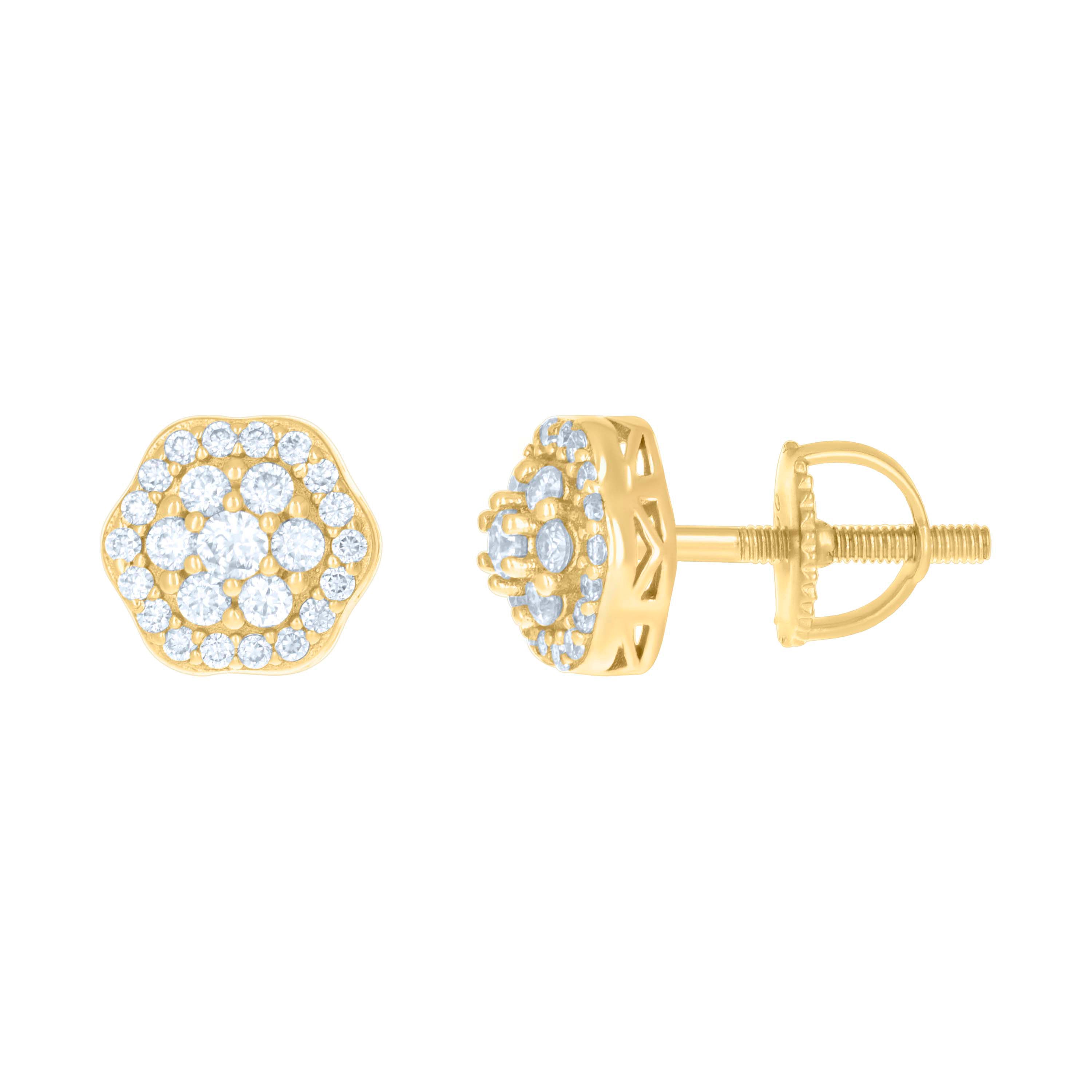 925 Sterling Silver Yellow-tone Womens 0.45ct Moissanite Flower Fashion Stud Earrings