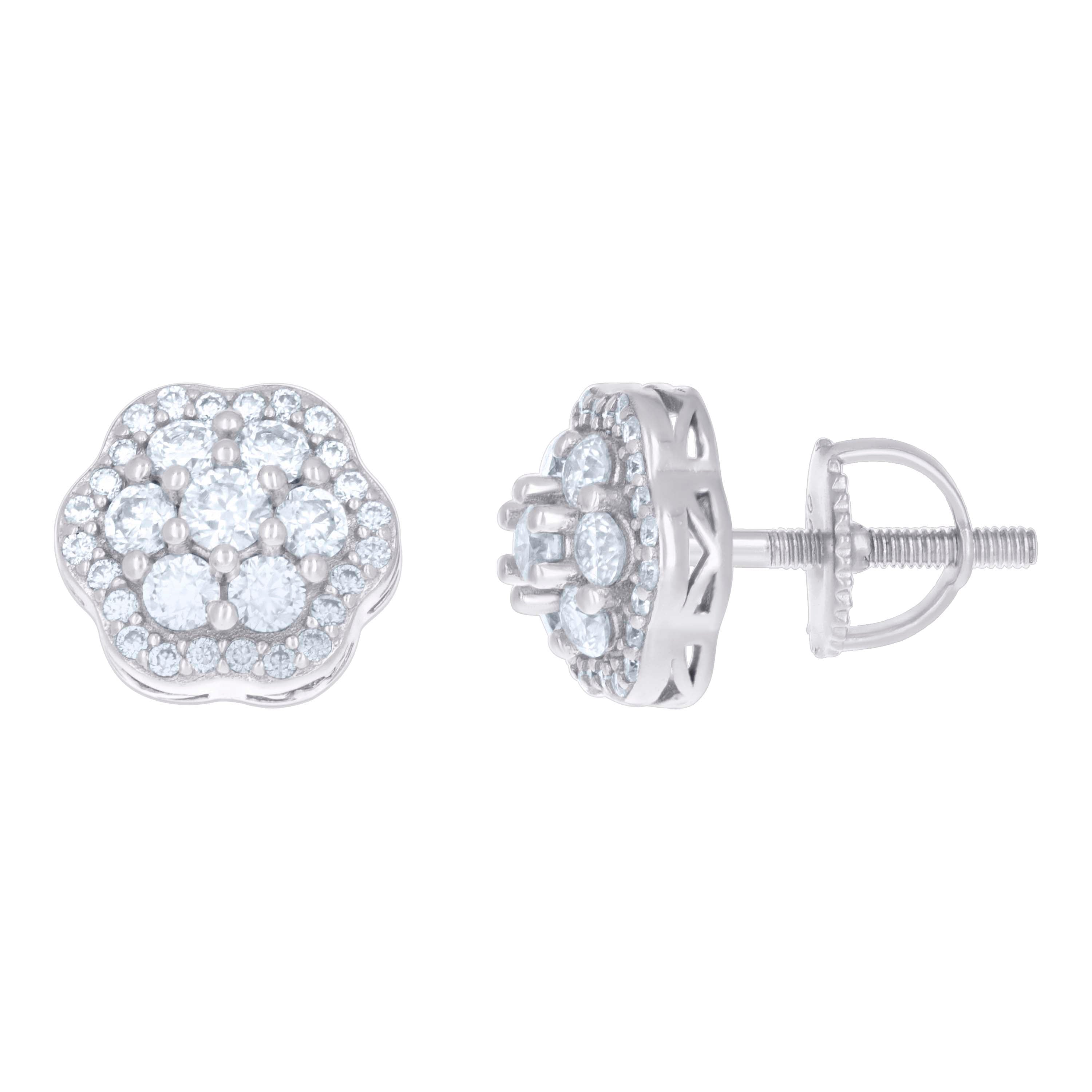 925 Sterling Silver Womens 0.98ct Moissanite Flower Fashion Stud Earrings