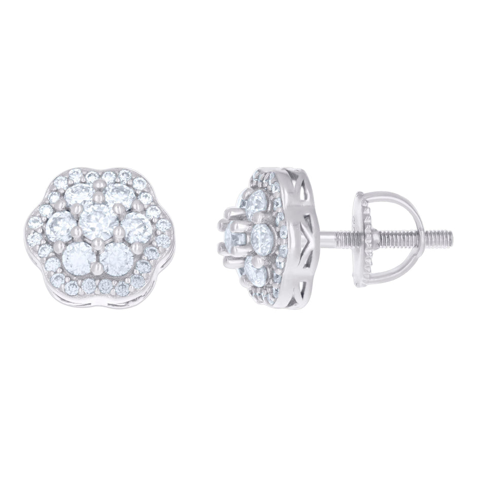 925 Sterling Silver Womens 0.98ct Moissanite Flower Fashion Stud Earrings