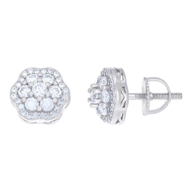 925 Sterling Silver Womens 0.98ct Moissanite Flower Fashion Stud Earrings
