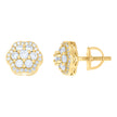 925 Sterling Silver Yellow-tone Womens 0.98ct Moissanite Flower Fashion Stud Earrings