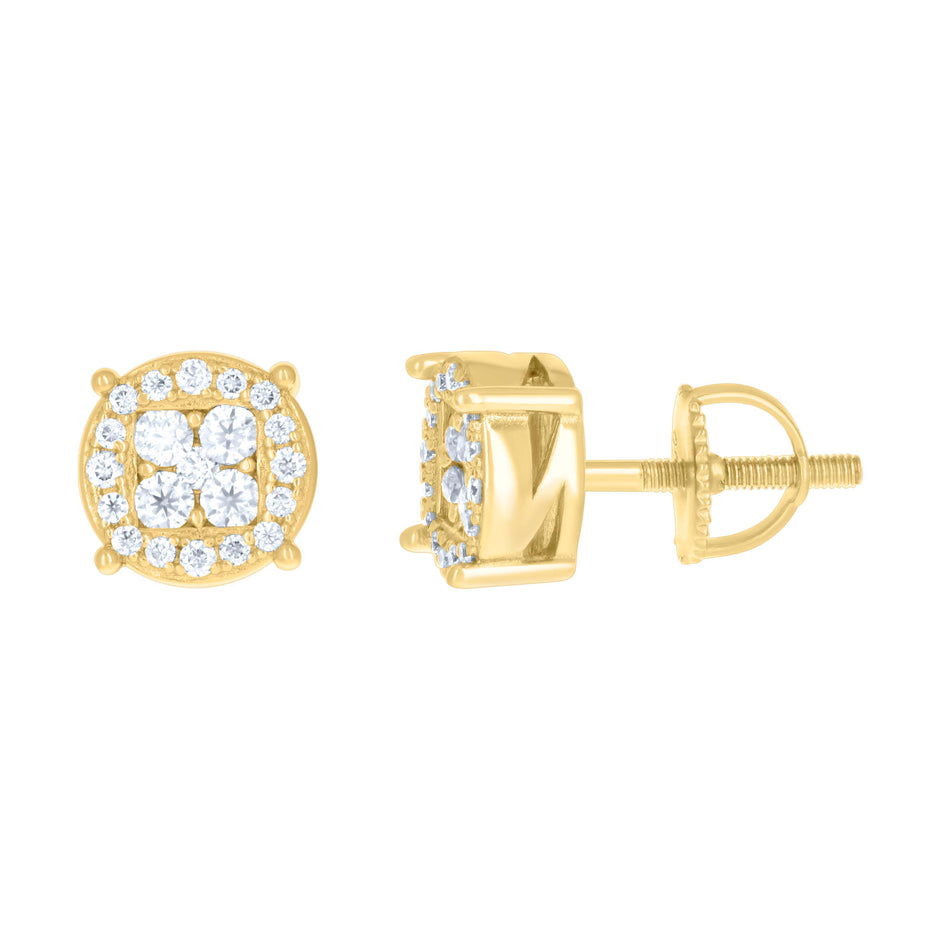 925 Sterling Silver Yellow-tone Womens 0.51ct Moissanite Fashion Stud Earrings