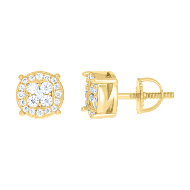 925 Sterling Silver Yellow-tone Womens 0.51ct Moissanite Fashion Stud Earrings