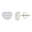 925 Sterling Silver Womens 0.16ct Round 0.51ct Baguette Moissanite Love Heart Stud Earrings