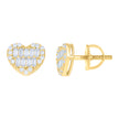 925 Sterling Silver Yellow-tone Womens 0.16ct Round 0.51ct Baguette Moissanite Love Heart Stud Earrings