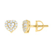 925 Sterling Silver Yellow-tone Womens 0.26ct Round 0.18ct Baguette Moissanite Love Heart Stud Earrings