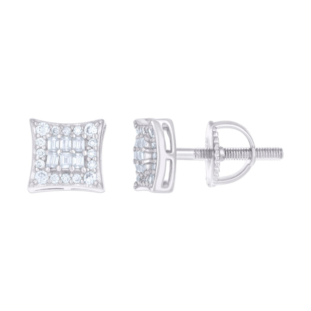 925 Sterling Silver Womens 0.23ct Baguette 0.23ct Round Moissanite Square Fashion Stud Earrings 