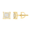925 Sterling Silver Yellow-tone Womens 0.23ct Round 0.23ct Baguette Moissanite Square Fashion Stud Earrings