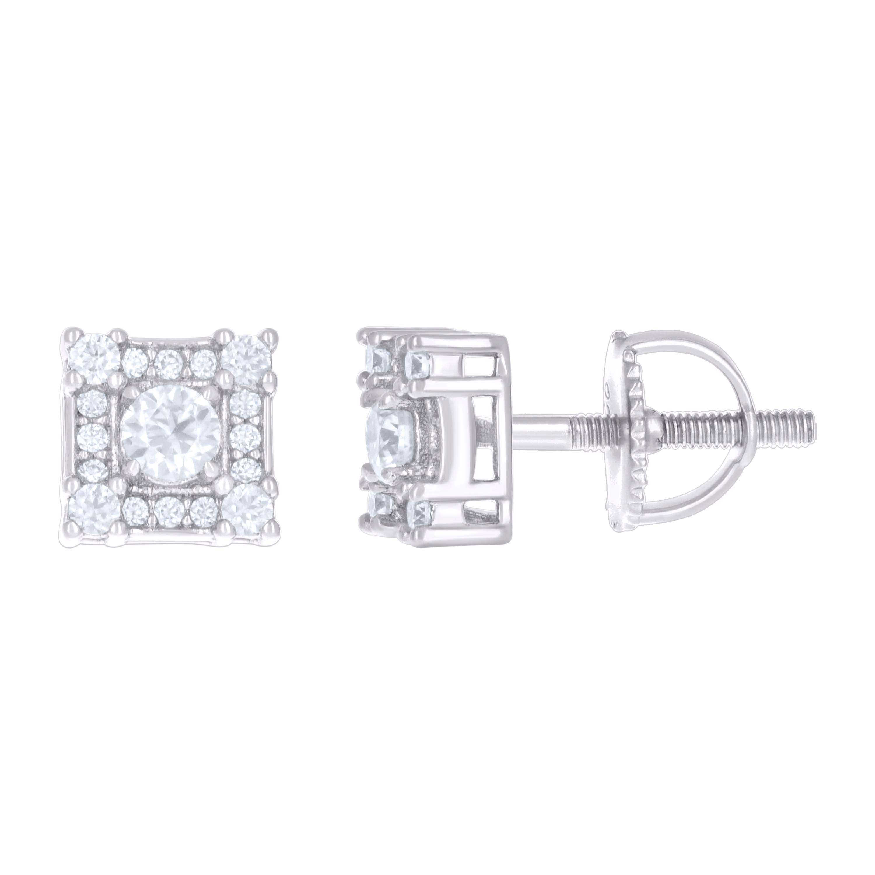 925 Sterling Silver Womens 0.42ct Moissanite Square Fashion Stud Earrings 