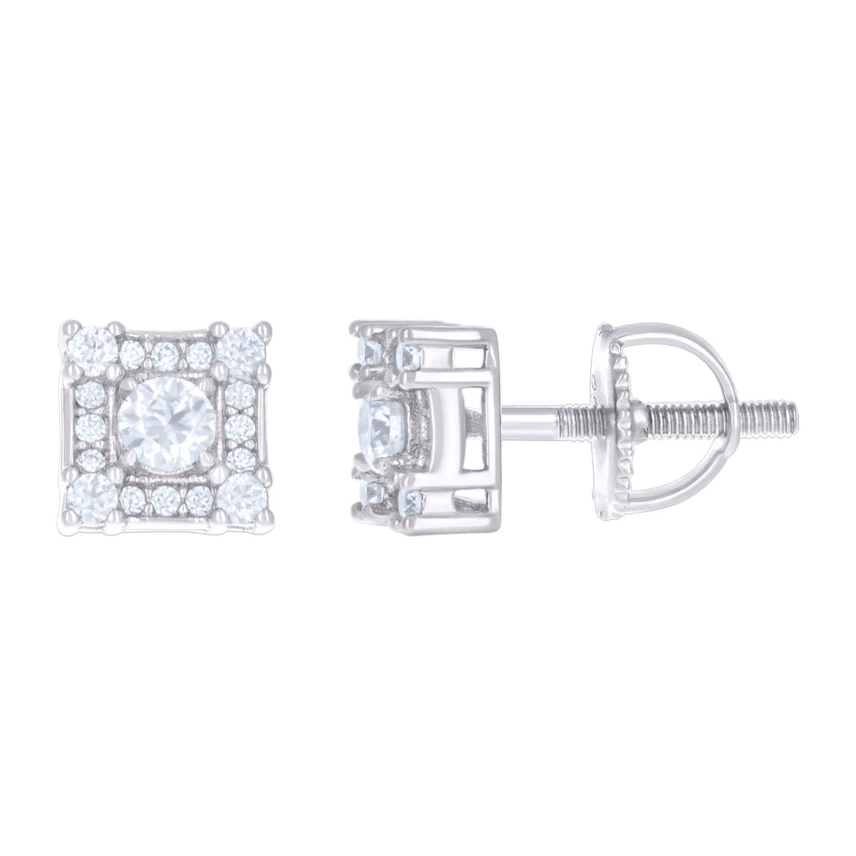 925 Sterling Silver Womens 0.42ct Moissanite Square Fashion Stud Earrings 