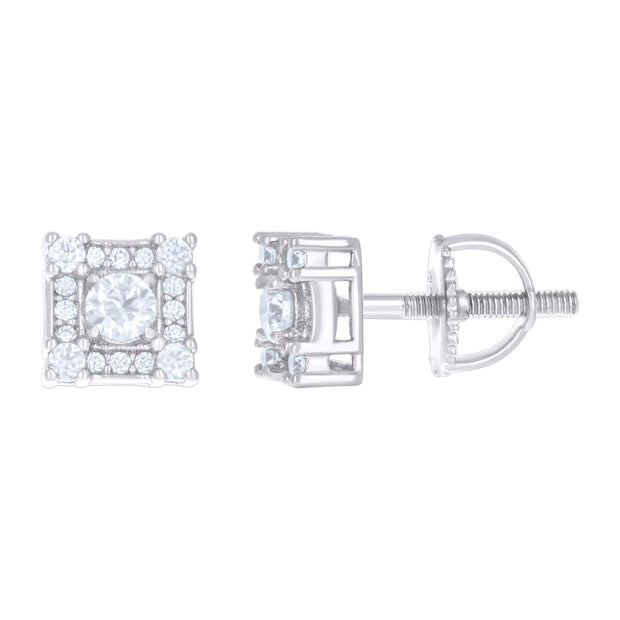 925 Sterling Silver Womens 0.42ct Moissanite Square Fashion Stud Earrings 