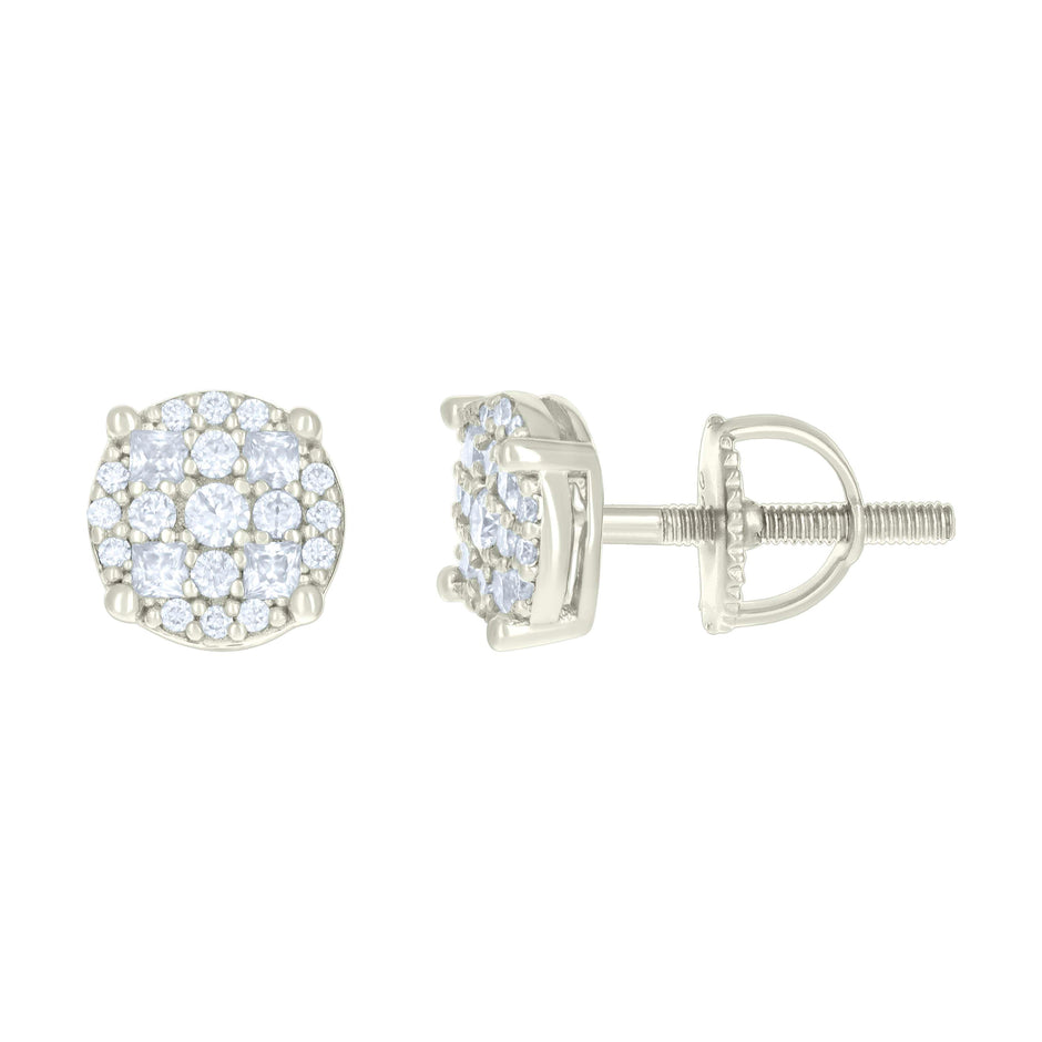 925 Sterling Silver Womens 0.24ct Round 0.19ct Baguette Moissanite Fashion Stud Earrings