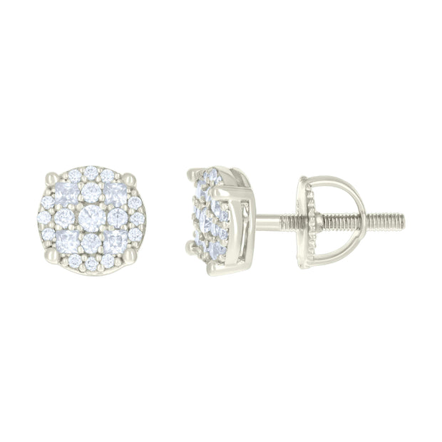 925 Sterling Silver Womens 0.24ct Round 0.19ct Baguette Moissanite Fashion Stud Earrings