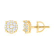 925 Sterling Silver Yellow-tone Womens 0.24ct Round 0.19ct Baguette Moissanite Fashion Stud Earrings