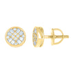925 Sterling Silver Yellow-tone Womens 0.10ct Round 0.59ct Baguette Moissanite Fashion Stud Earrings