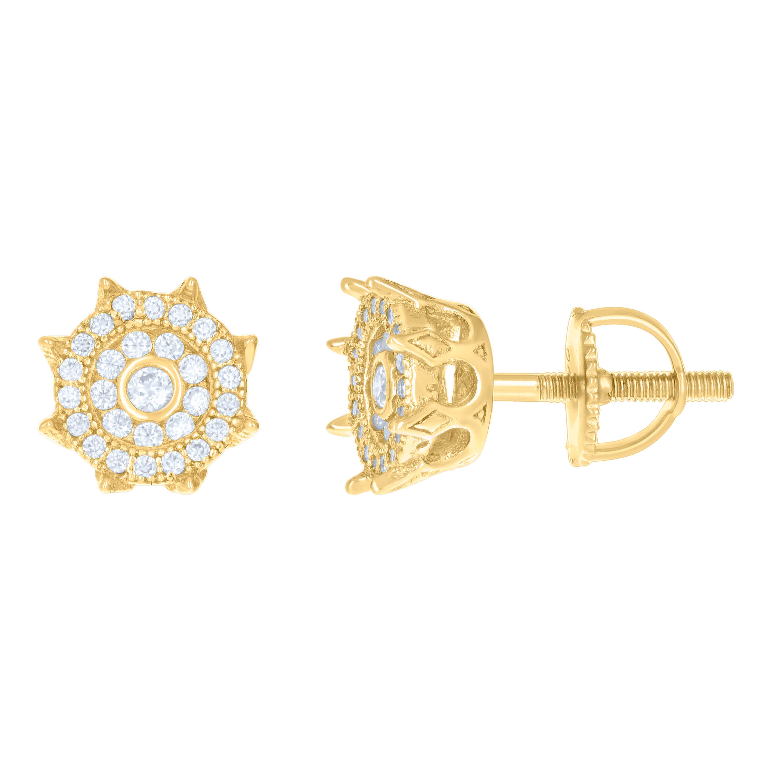 925 Sterling Silver Yellow-tone Womens 0.34ct Moissanite Fashion Stud Earrings