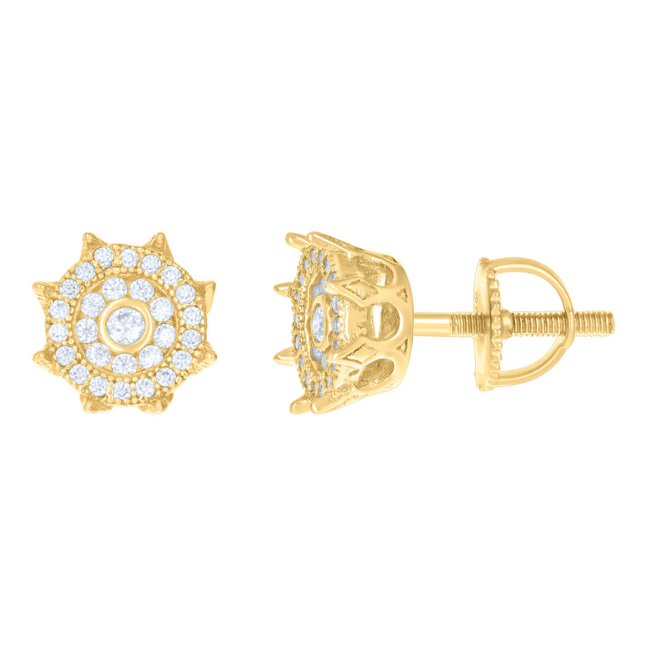 925 Sterling Silver Yellow-tone Womens 0.34ct Moissanite Fashion Stud Earrings