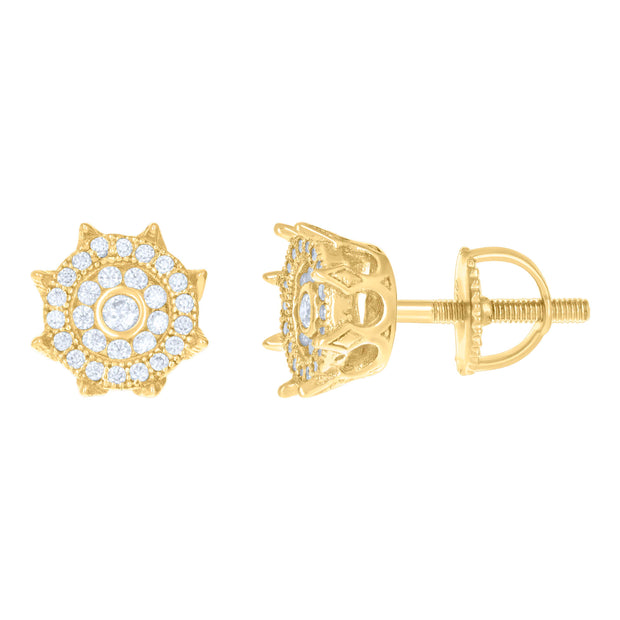 925 Sterling Silver Yellow-tone Womens 0.34ct Moissanite Fashion Stud Earrings