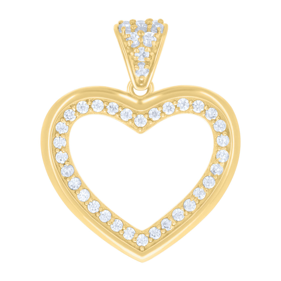 14kt Yellow Gold Womens Cubic-Zirconia Heart Charm Pendant