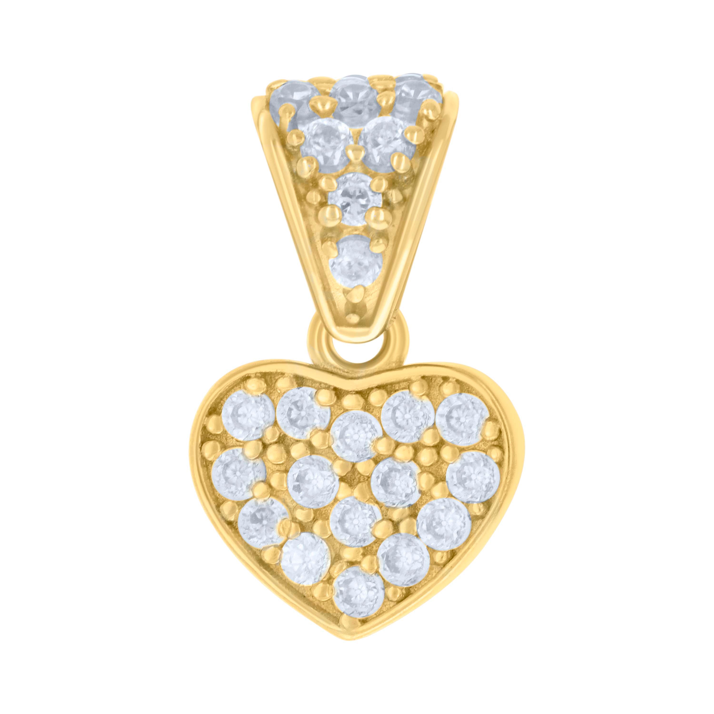 14kt Yellow Gold Womens Cubic-Zirconia Heart Charm Pendant 