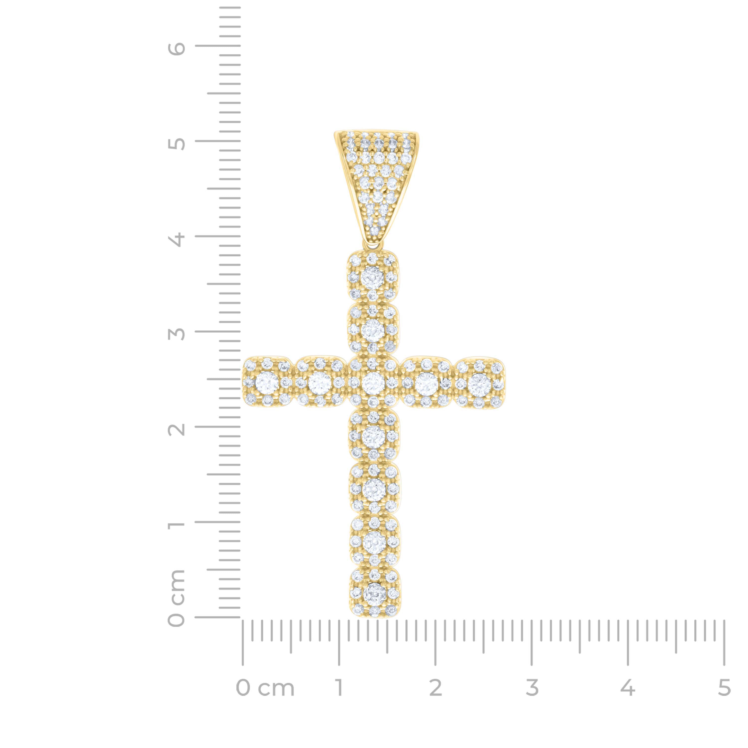 14kt Yellow Gold Mens Cubic-Zirconia Cross Religious Charm Pendant