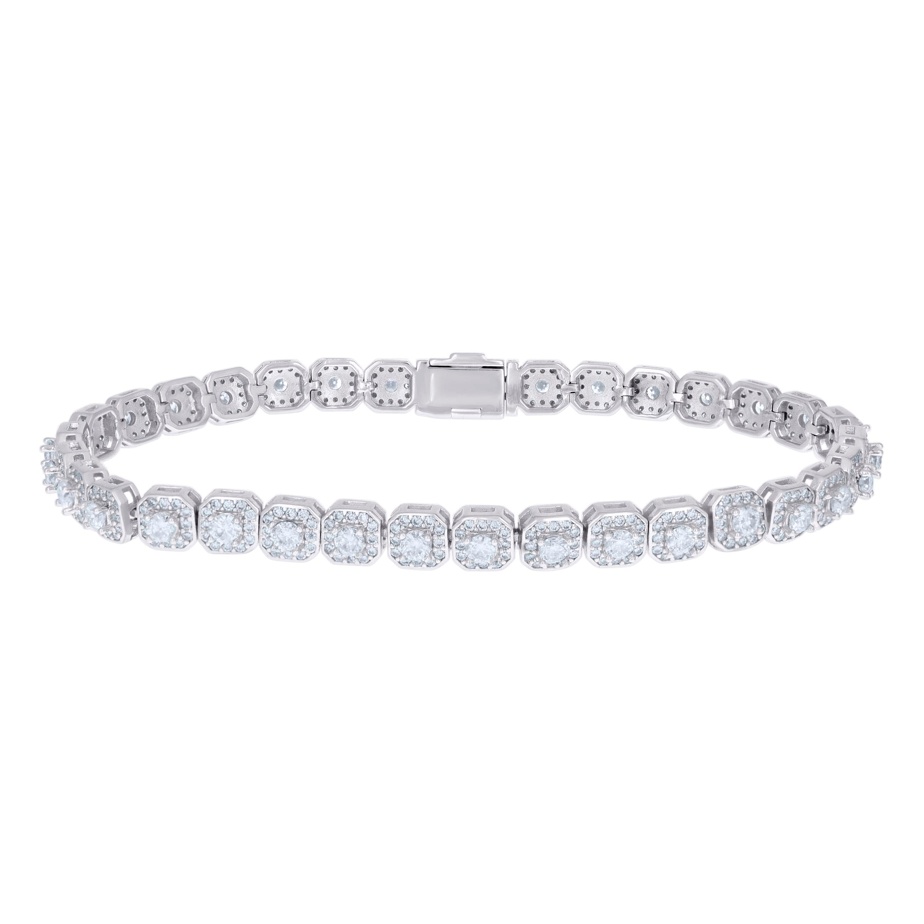 925 Sterling Silver 16.1ct Moissanite Cross Link Chain 6mm Size 22 Inches - SLV-132855