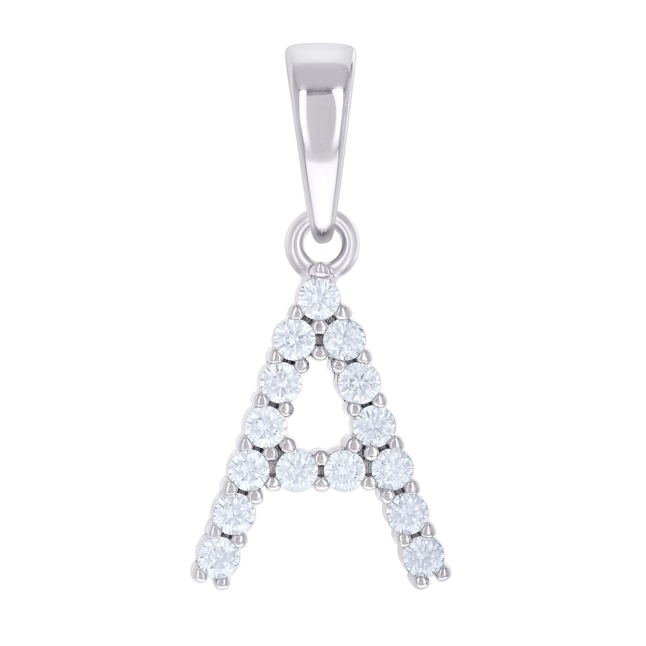 925 Sterling Silver Unisex 0.47ct Moissanite Initial A Alphabet Charm Pendant