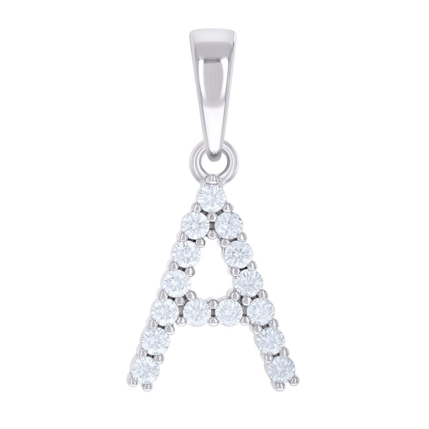 925 Sterling Silver Unisex 0.47ct Moissanite Initial A Alphabet Charm Pendant