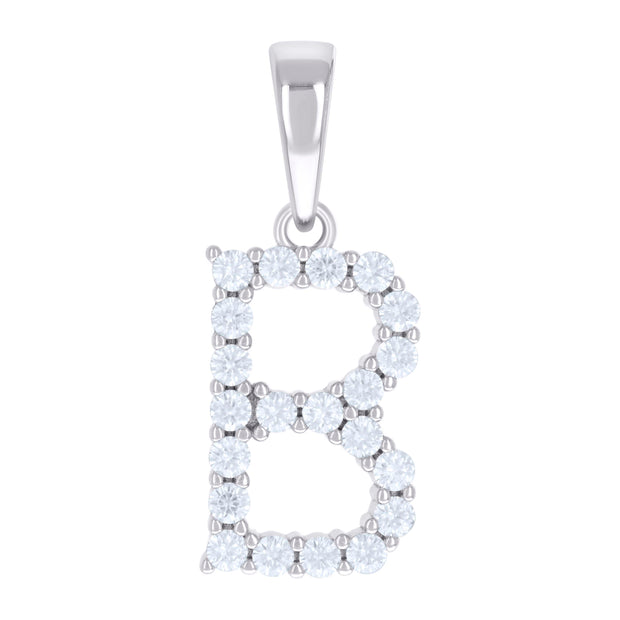 925 Sterling Silver Unisex 0.66ct Moissanite Initial B Alphabet Charm Pendant