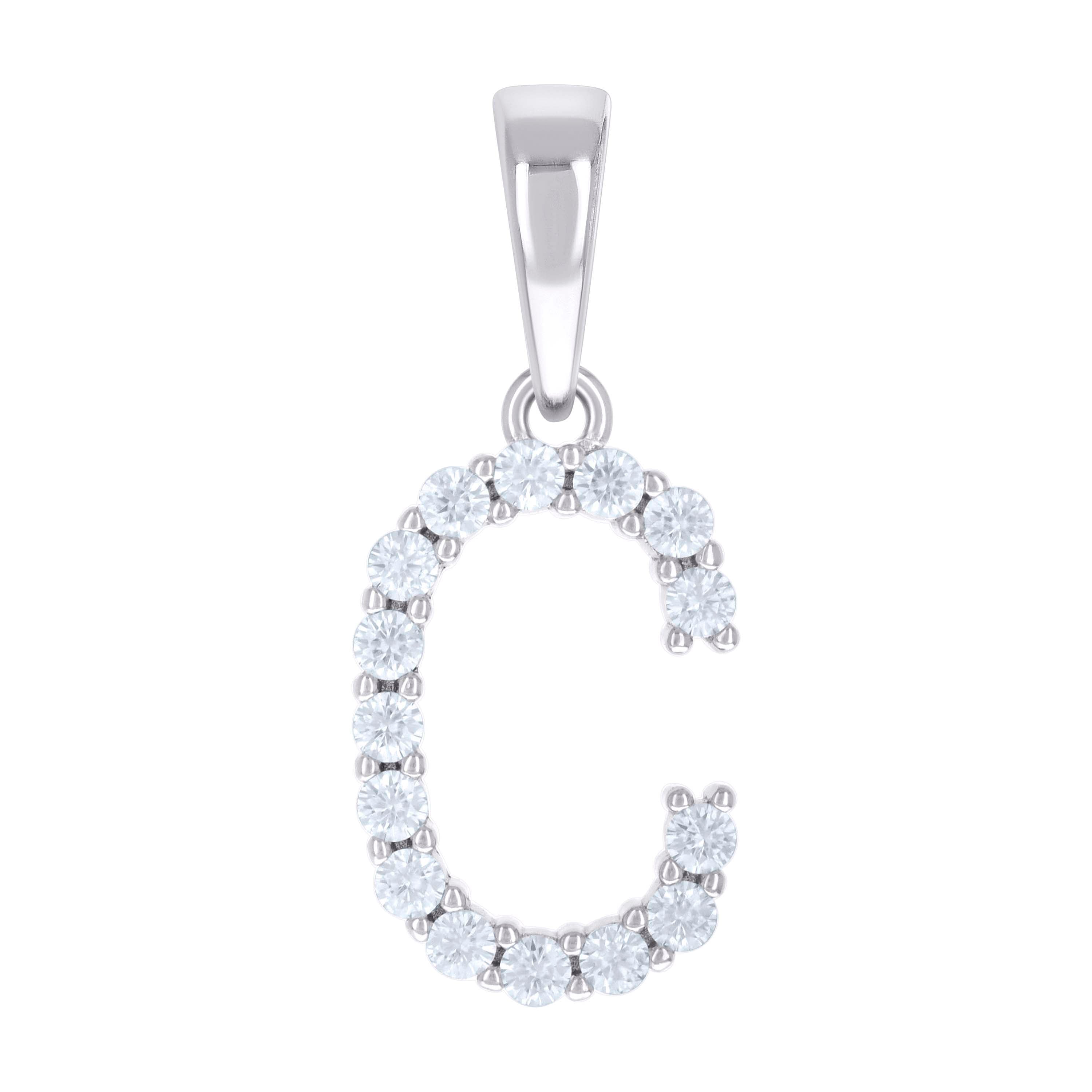 925 Sterling Silver Unisex 0.47ct Moissanite Initial C Alphabet Charm Pendant