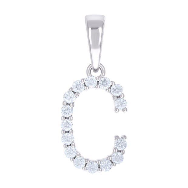 925 Sterling Silver Unisex 0.47ct Moissanite Initial C Alphabet Charm Pendant
