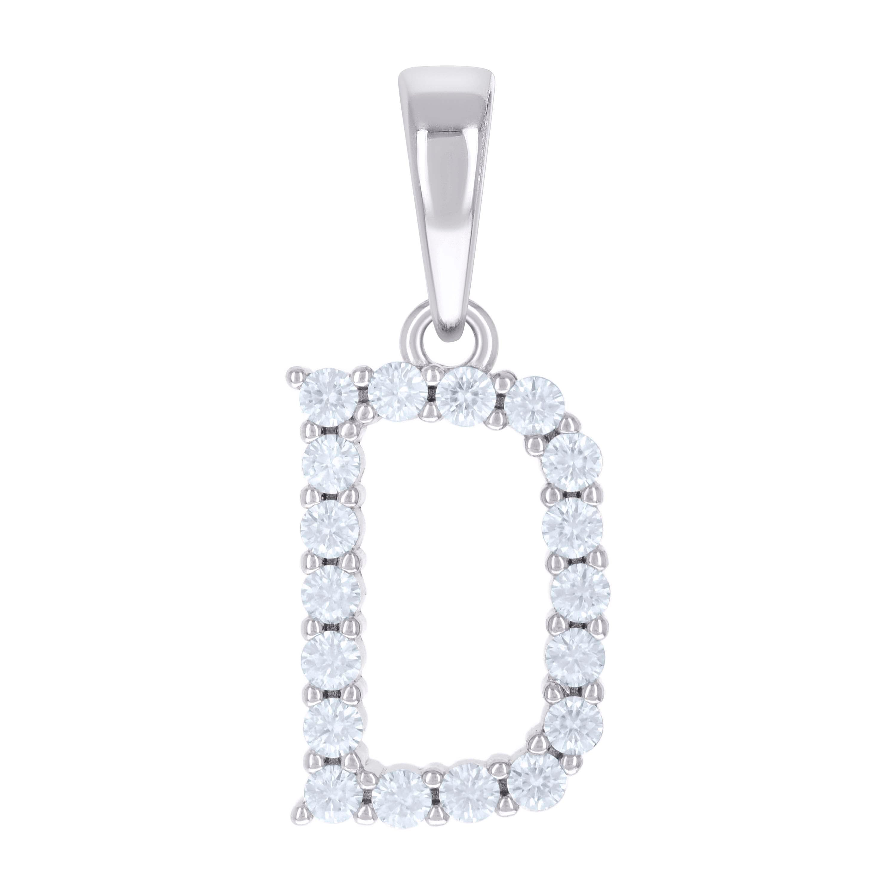 925 Sterling Silver Unisex 0.57ct Moissanite Initial D Alphabet Charm Pendant