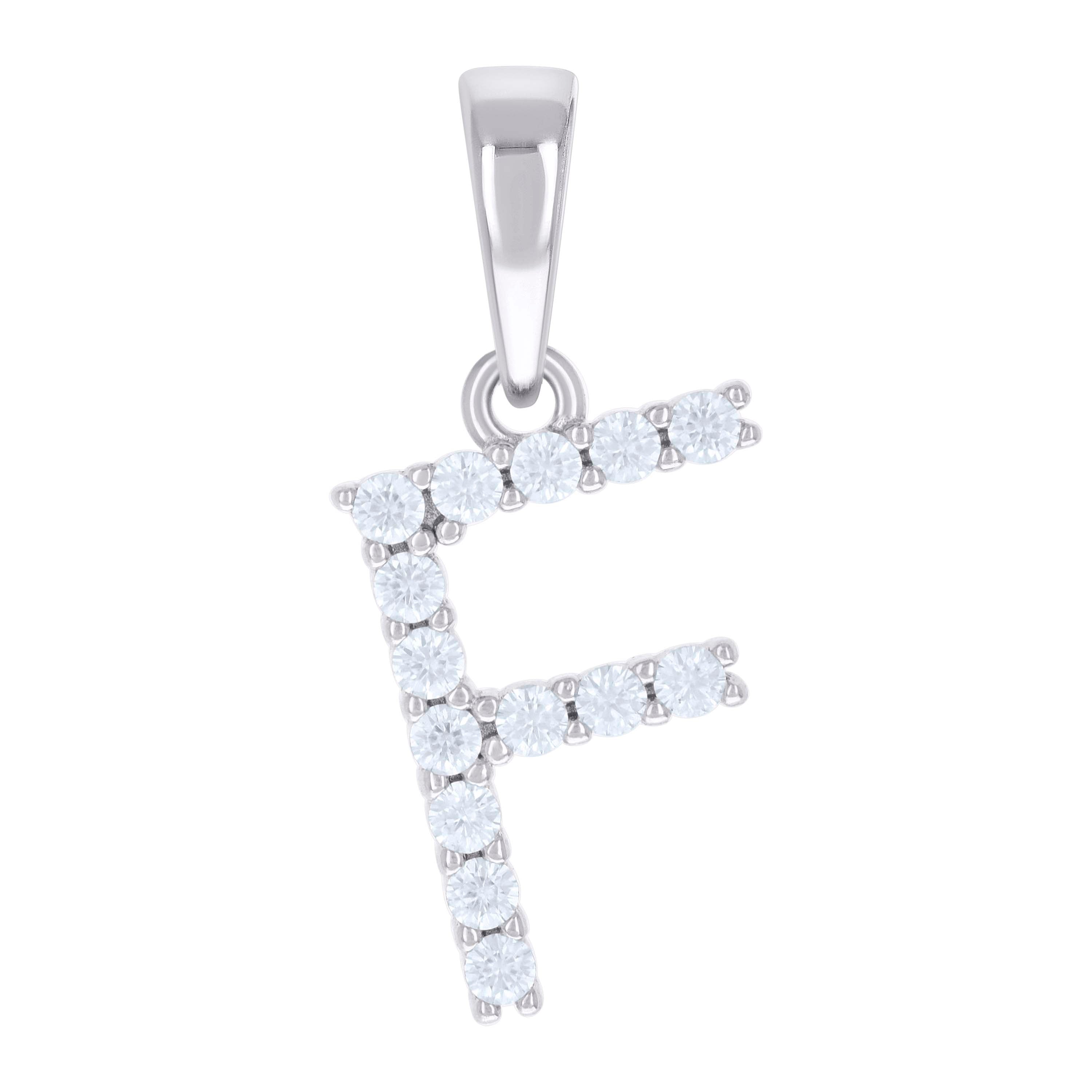 925 Sterling Silver Unisex 0.44ct Moissanite Initial F Alphabet Charm Pendant