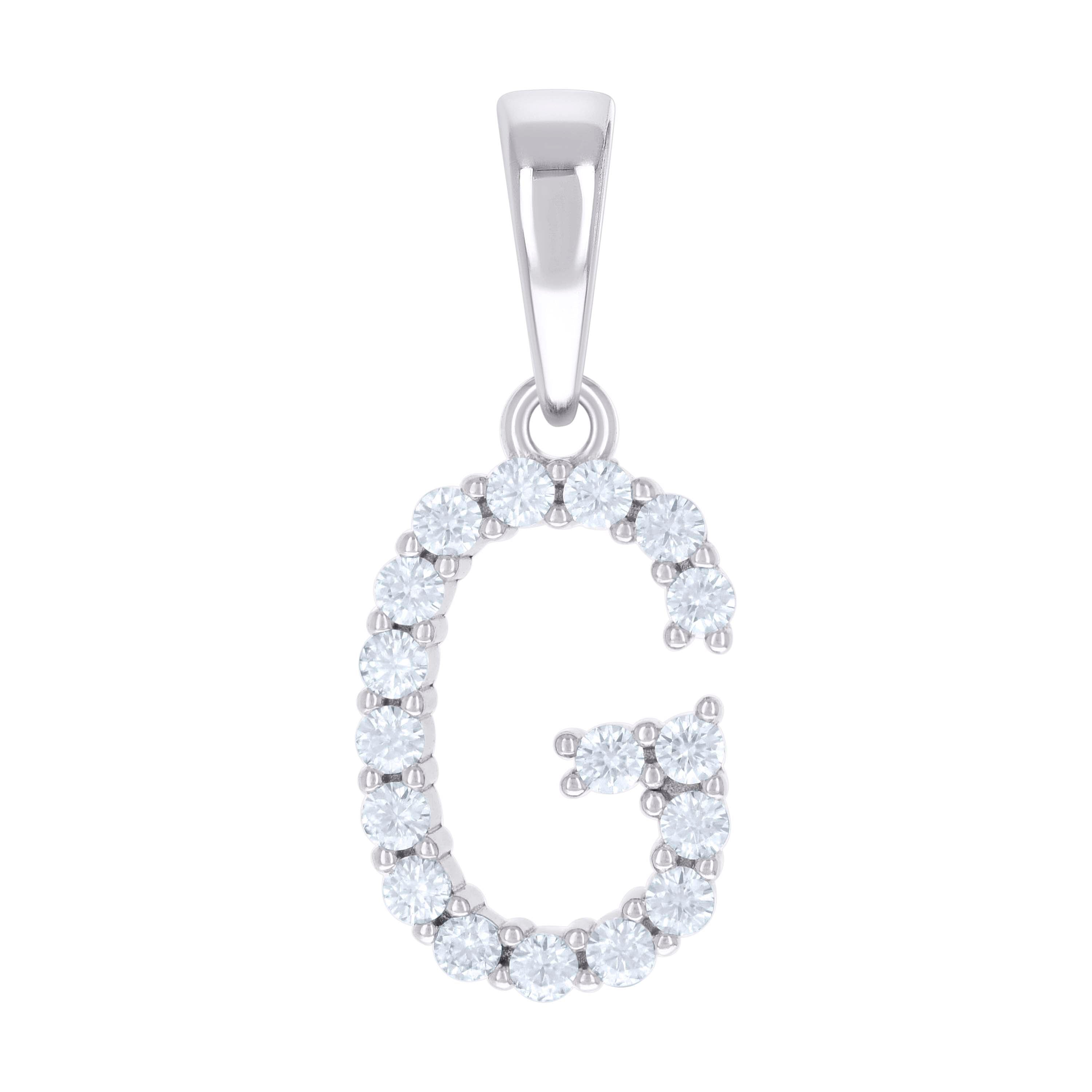 925 Sterling Silver Unisex 0.54ct Moissanite Initial G Alphabet Charm Pendant