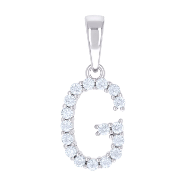925 Sterling Silver Unisex 0.54ct Moissanite Initial G Alphabet Charm Pendant