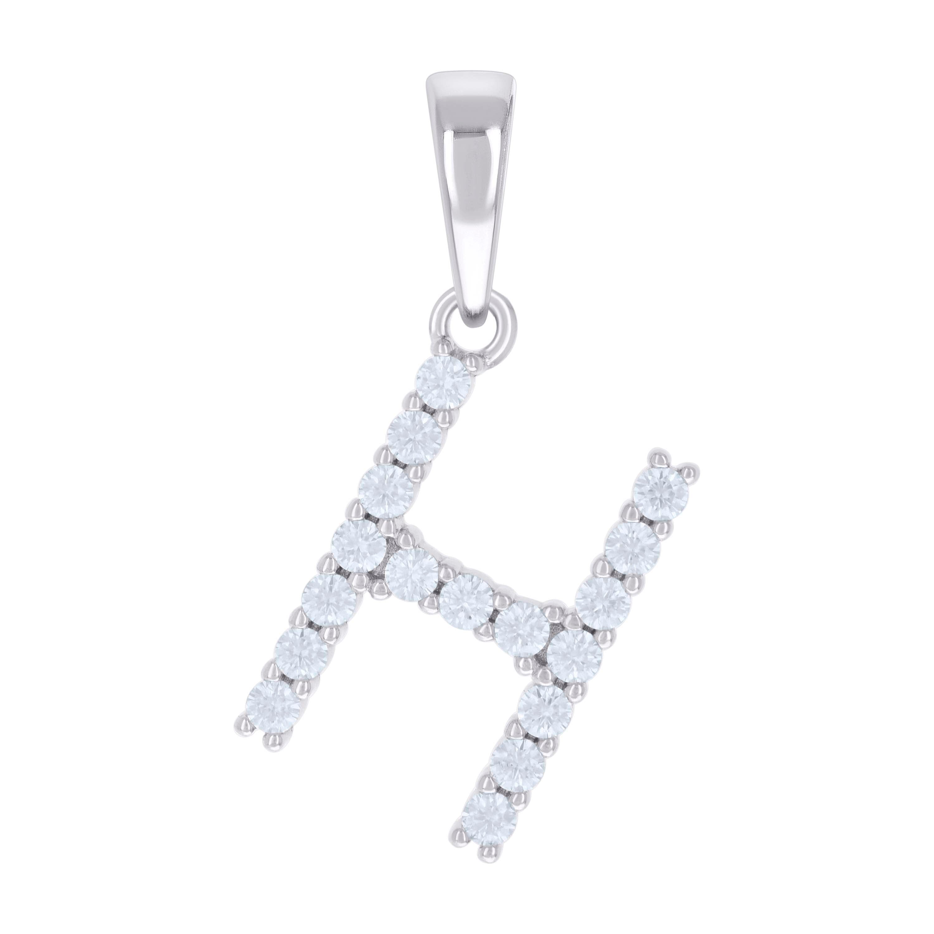 925 Sterling Silver Unisex 0.54ct Moissanite Initial H Alphabet Charm Pendant
