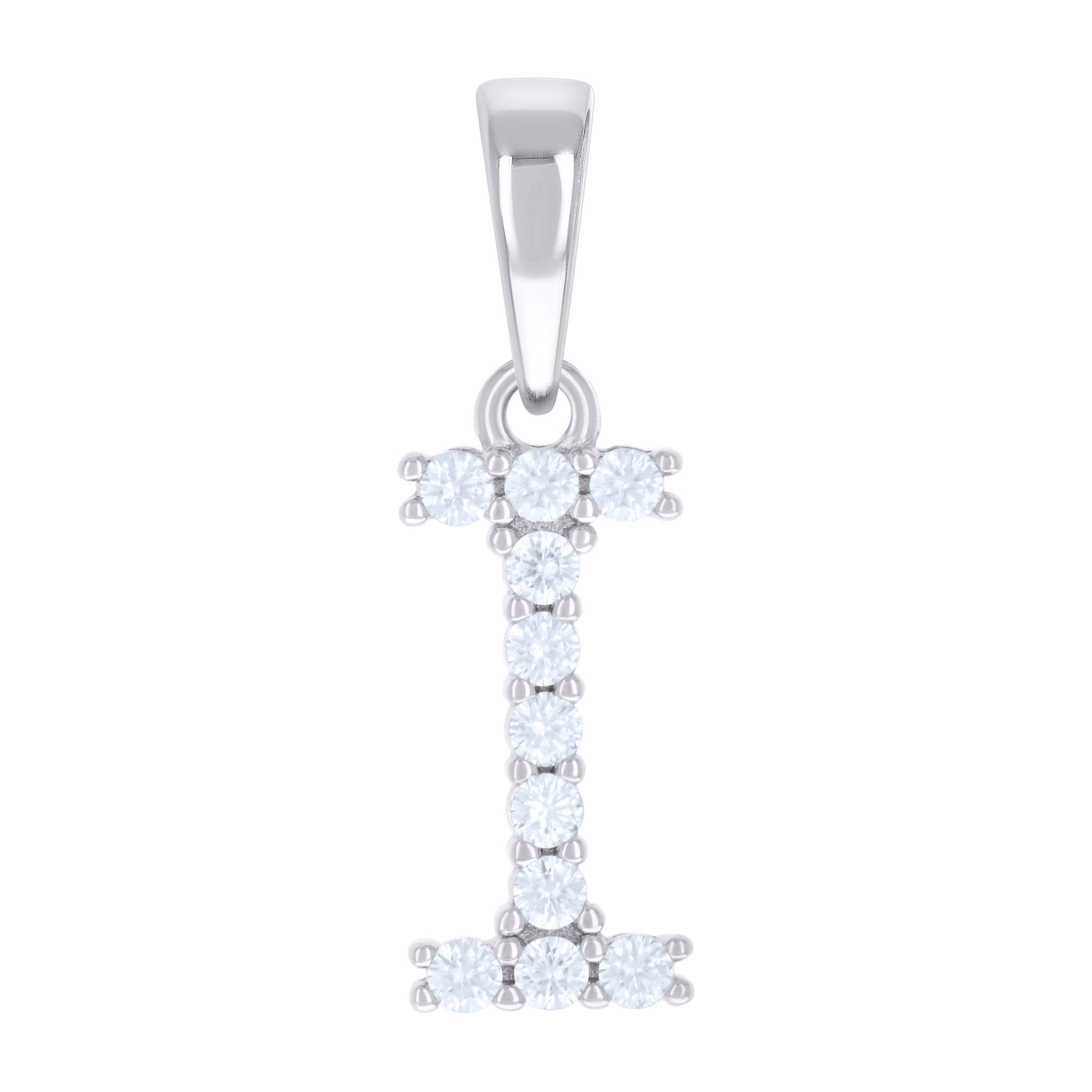 925 Sterling Silver Unisex 0.35ct Moissanite Initial I Alphabet Charm Pendant