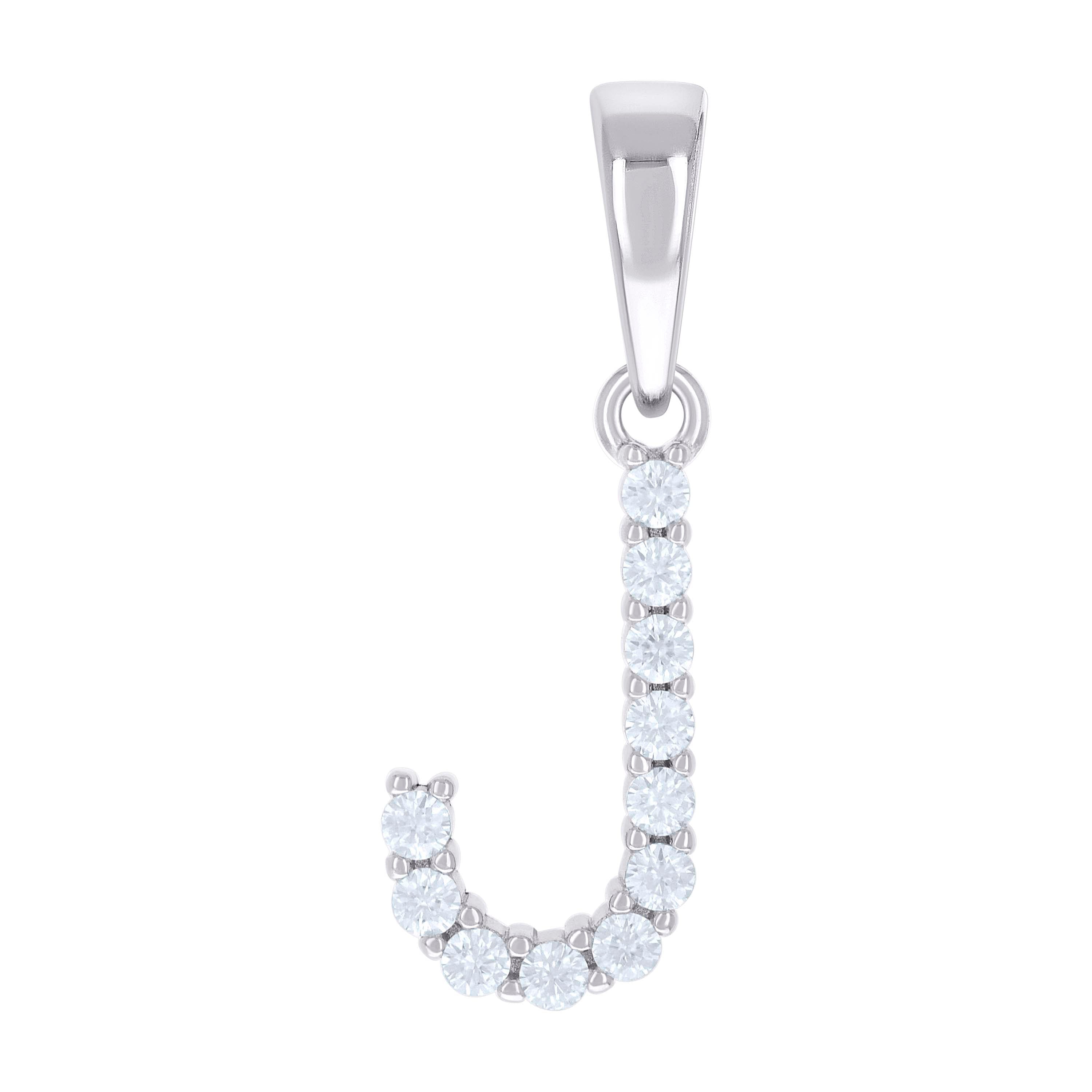 925 Sterling Silver Unisex 0.35ct Moissanite Initial J Alphabet Charm Pendant