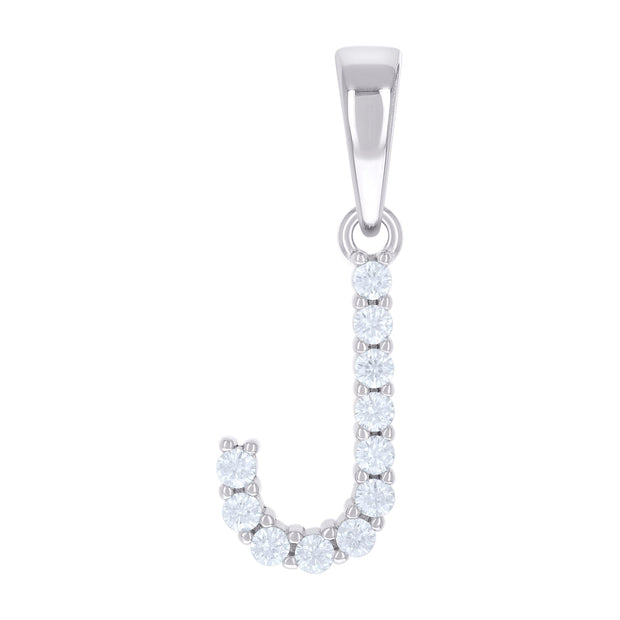 925 Sterling Silver Unisex 0.35ct Moissanite Initial J Alphabet Charm Pendant