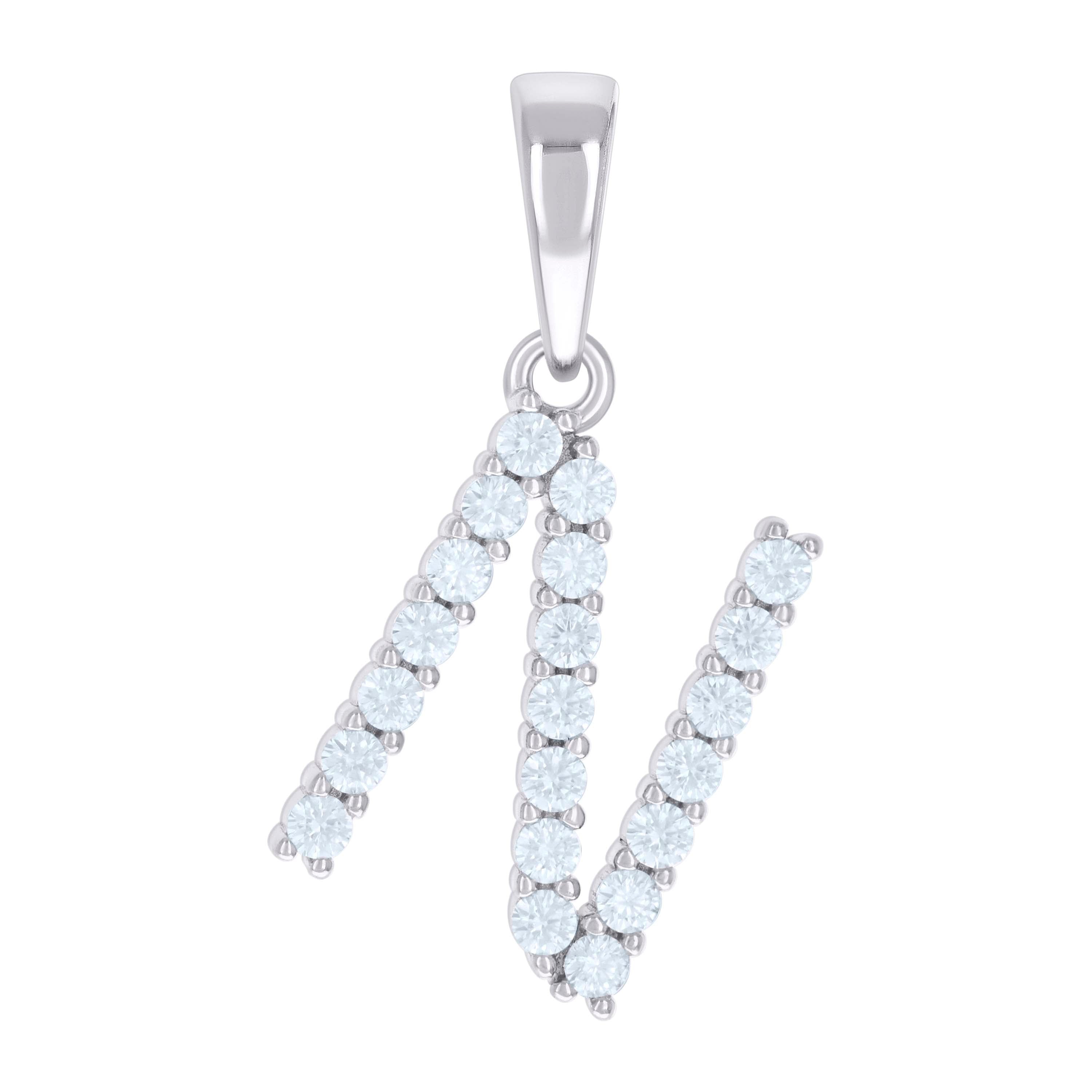 925 Sterling Silver Unisex 0.66ct Moissanite Initial N Alphabet Charm Pendant