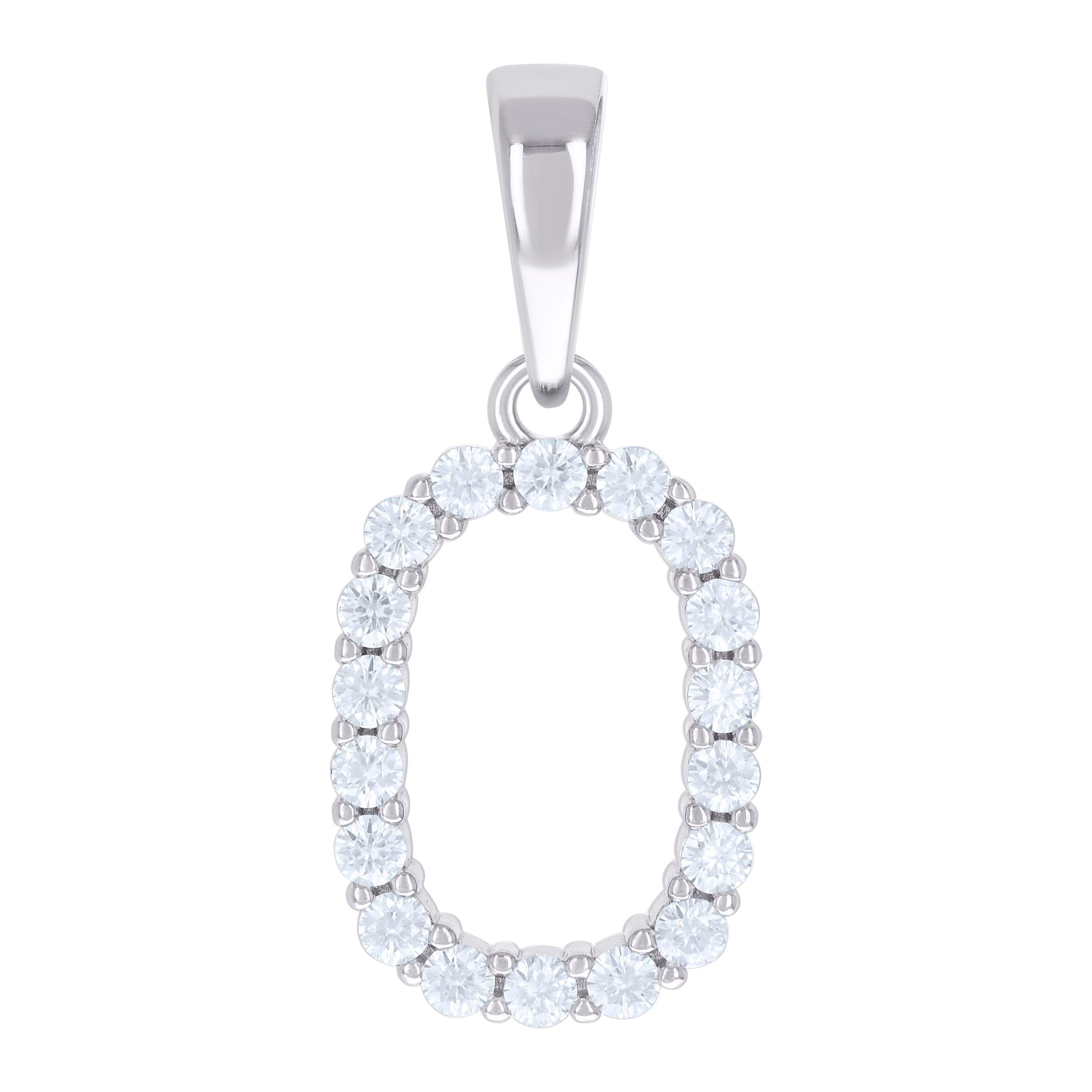 925 Sterling Silver Unisex 0.57ct Moissanite Initial O Alphabet Charm Pendant