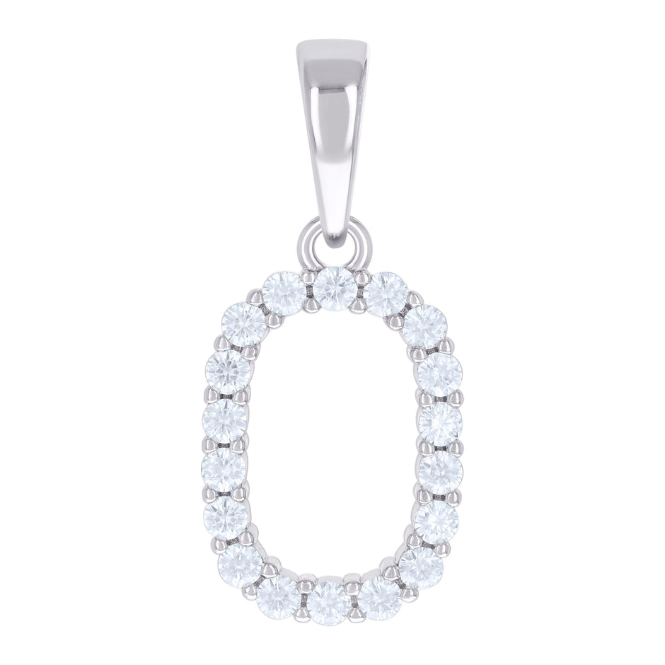 925 Sterling Silver Unisex 0.57ct Moissanite Initial O Alphabet Charm Pendant