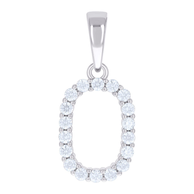 925 Sterling Silver Unisex 0.57ct Moissanite Initial O Alphabet Charm Pendant