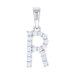 925 Sterling Silver Unisex 0.54ct Moissanite Initial R Alphabet Charm Pendant