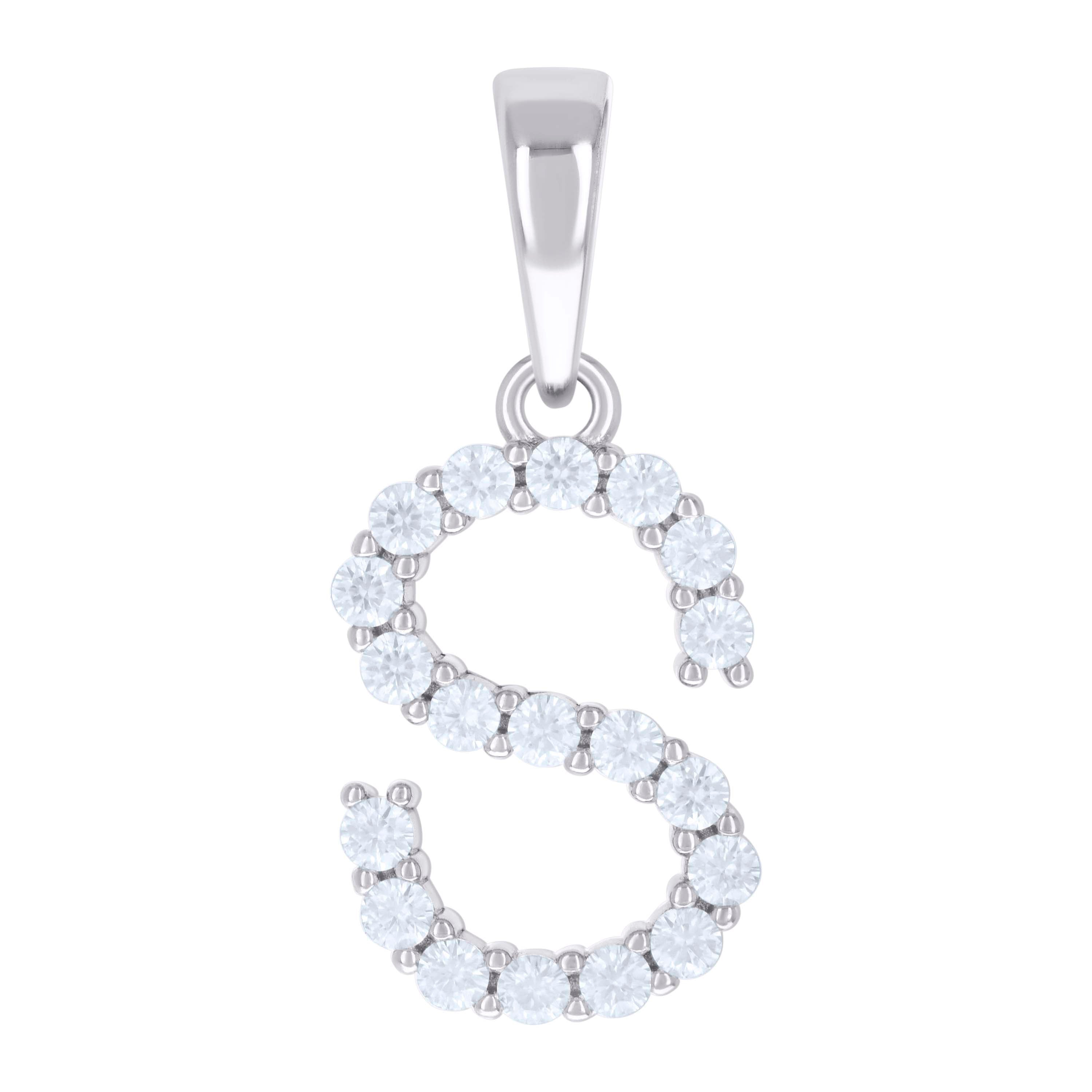 925 Sterling Silver Unisex 0.60ct Moissanite Initial S Alphabet Charm Pendant