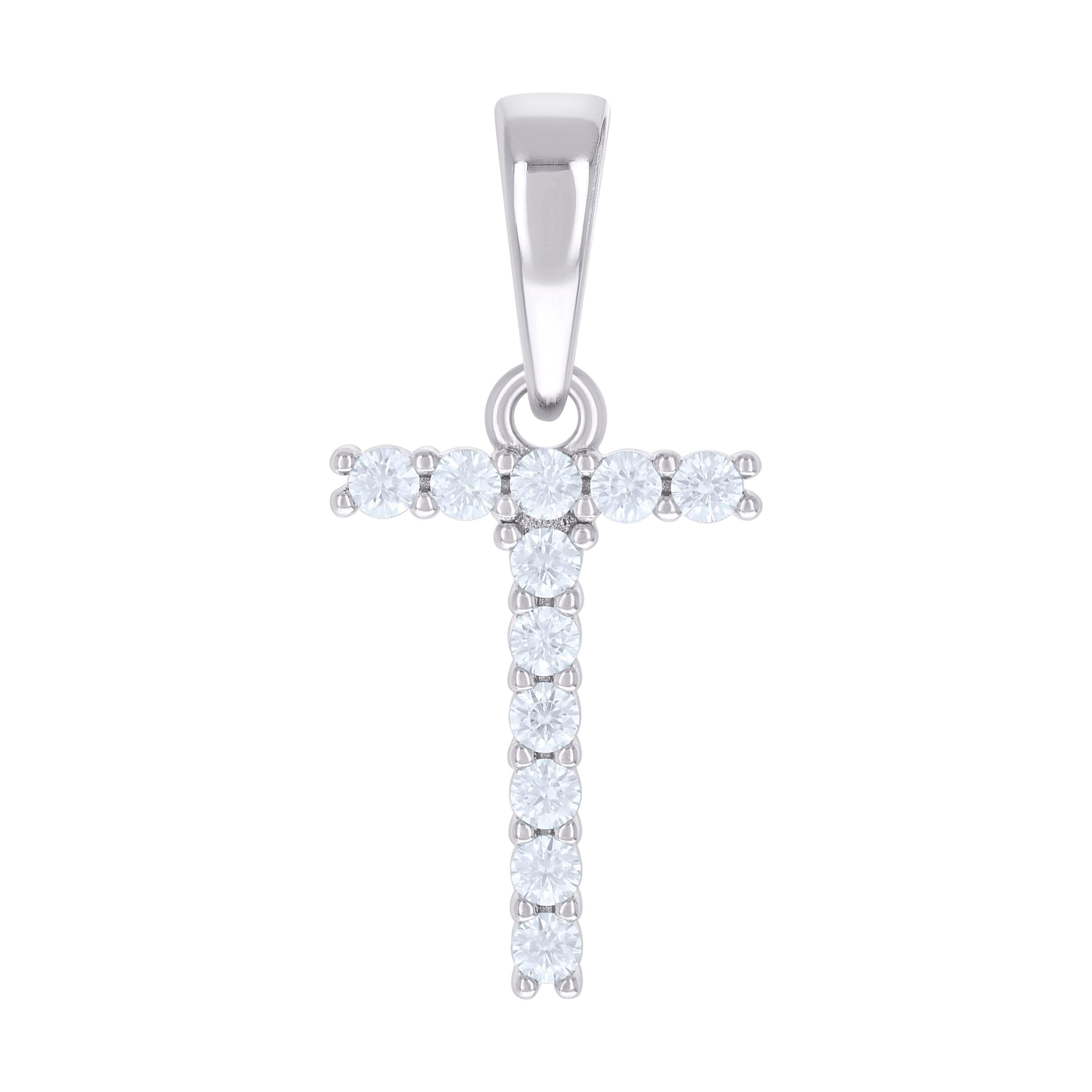 925 Sterling Silver Unisex 0.35ct Moissanite Initial T Alphabet Charm Pendant