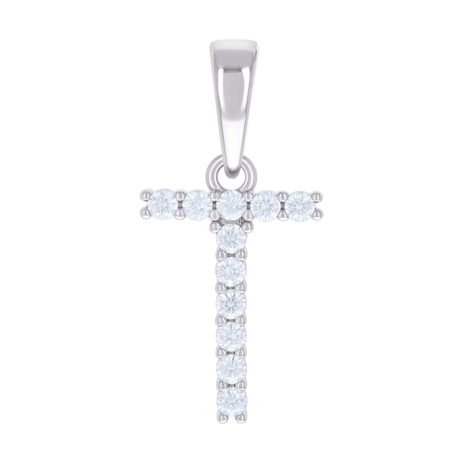 925 Sterling Silver Unisex 0.35ct Moissanite Initial T Alphabet Charm Pendant