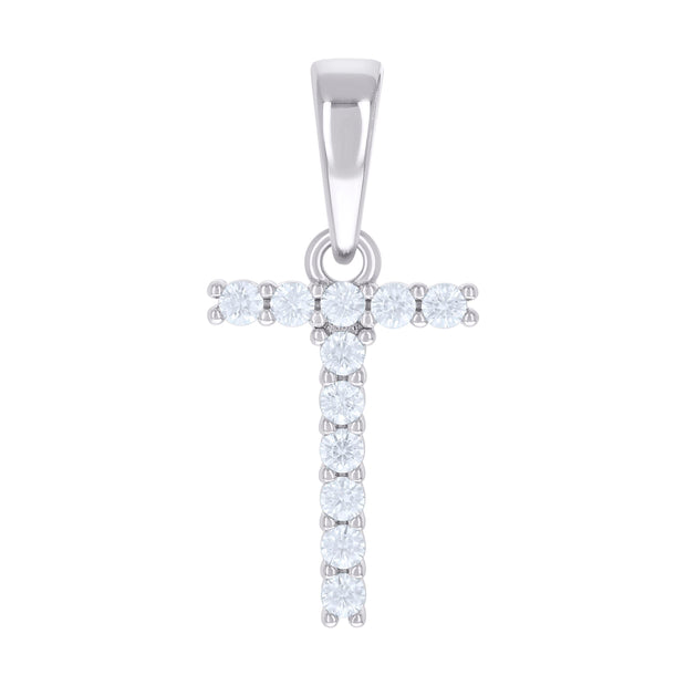 925 Sterling Silver Unisex 0.35ct Moissanite Initial T Alphabet Charm Pendant